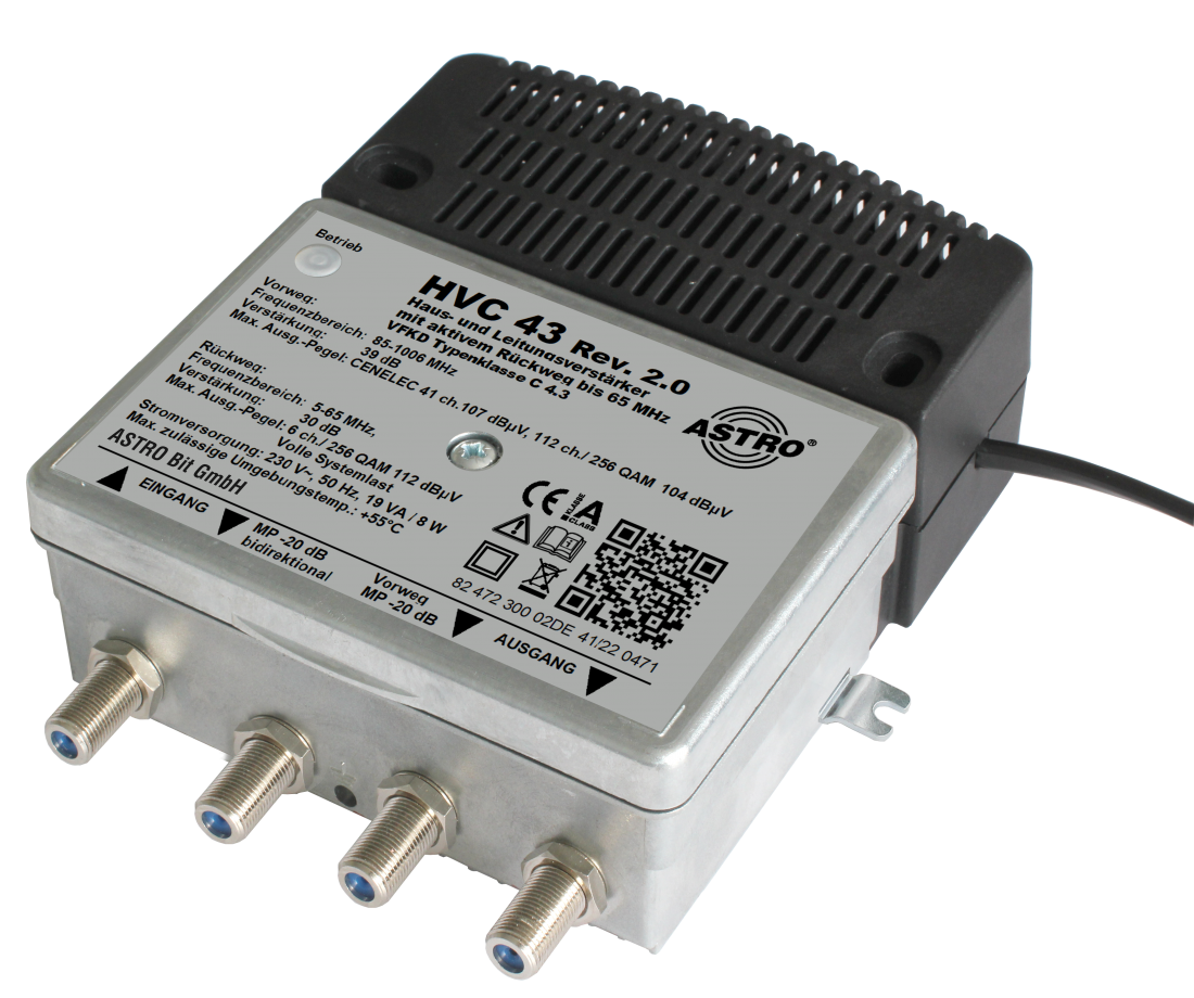 HVC 43, KDG C4.3 Verstärker 39dB, RW 30dB