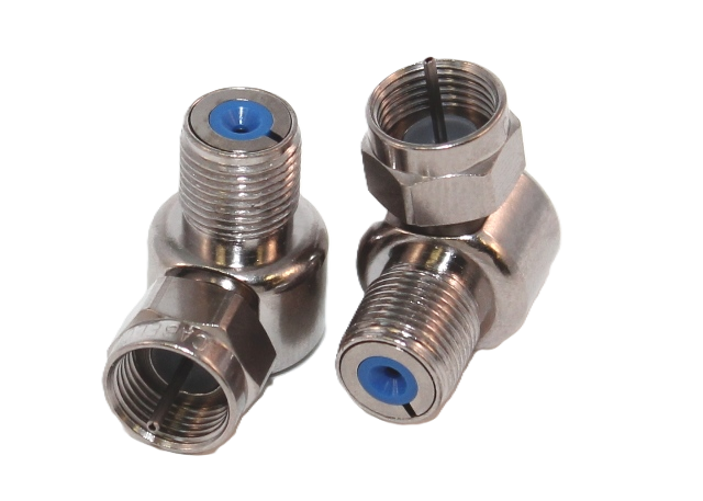 90-FM-FF-HQ ACCEPTS PIN Ø 0.5-1.2mm Winkeladapter F Stecker auf F Buchse