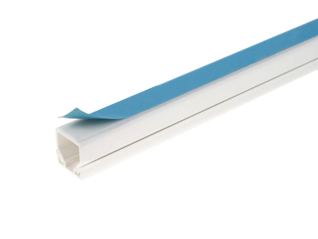 Kabelkanal selbstklebend 16x10 mm Weiß (VPE: 30m) PVC-Kanal, 2m lang, mit Klebeband & Bodenlochung