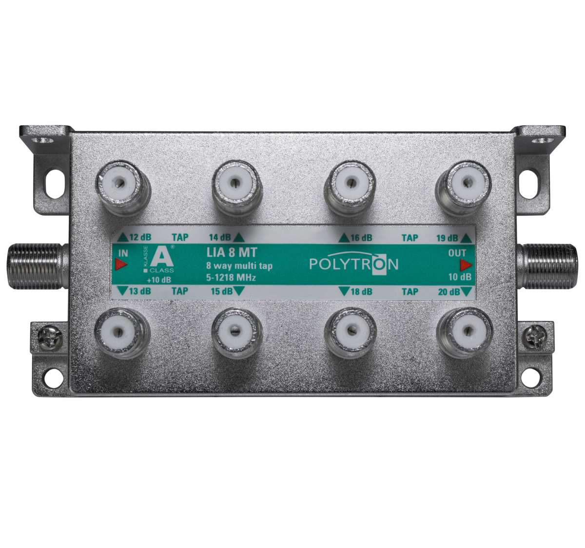 LIA 8 MT 8-fach F-Mehrfachabzweiger 5-1218 MHz 12,5 /.../ 20,5dB, Klasse A+, 5-1218MHz, brummentk