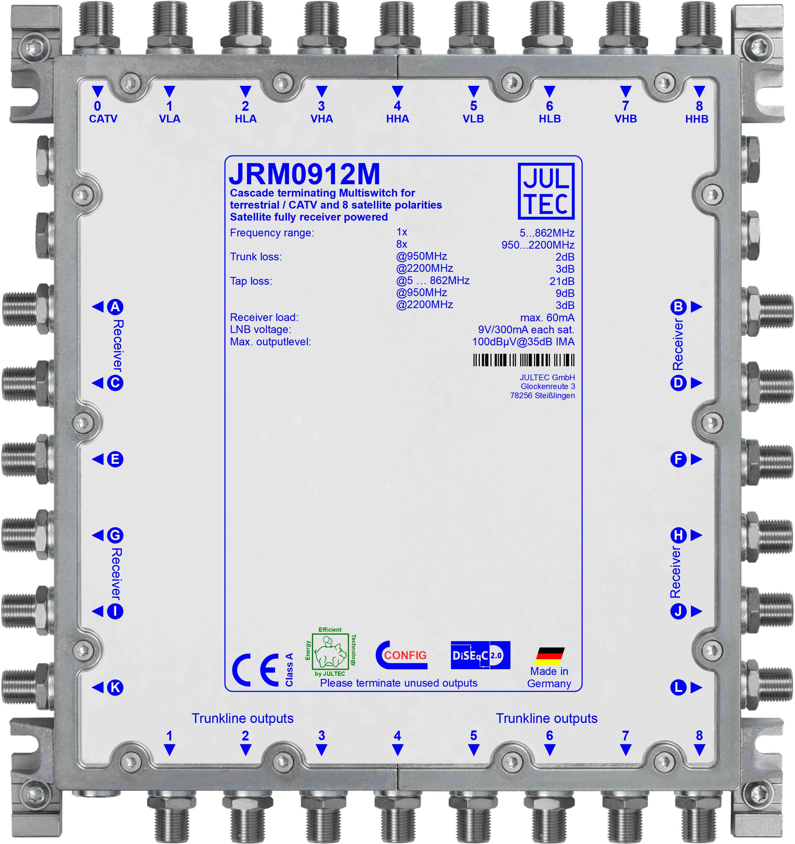 JRM0912M Multischalter 9x12, kaskadierbar, empfängergesp.