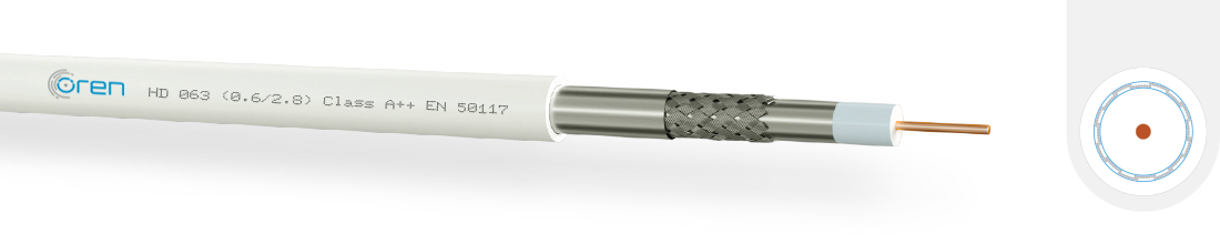HD-063 PVC, 250m Trommel Mini-Koaxialkabel (0,6/2,7), weiß