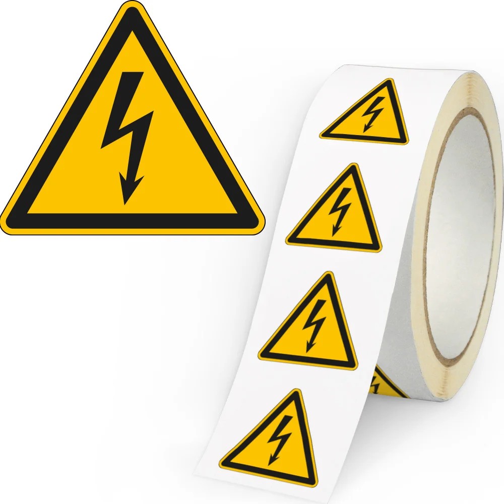 Warnschild Warnung vor elektrischer Spannung Rolle ASR/ISO, Folie selbstklebend, 50mm, 500er Rolle