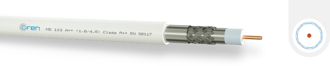 HD-113 PVC, 100m Trommel RG6-Koaxialkabel (1,13/4,8), weiß