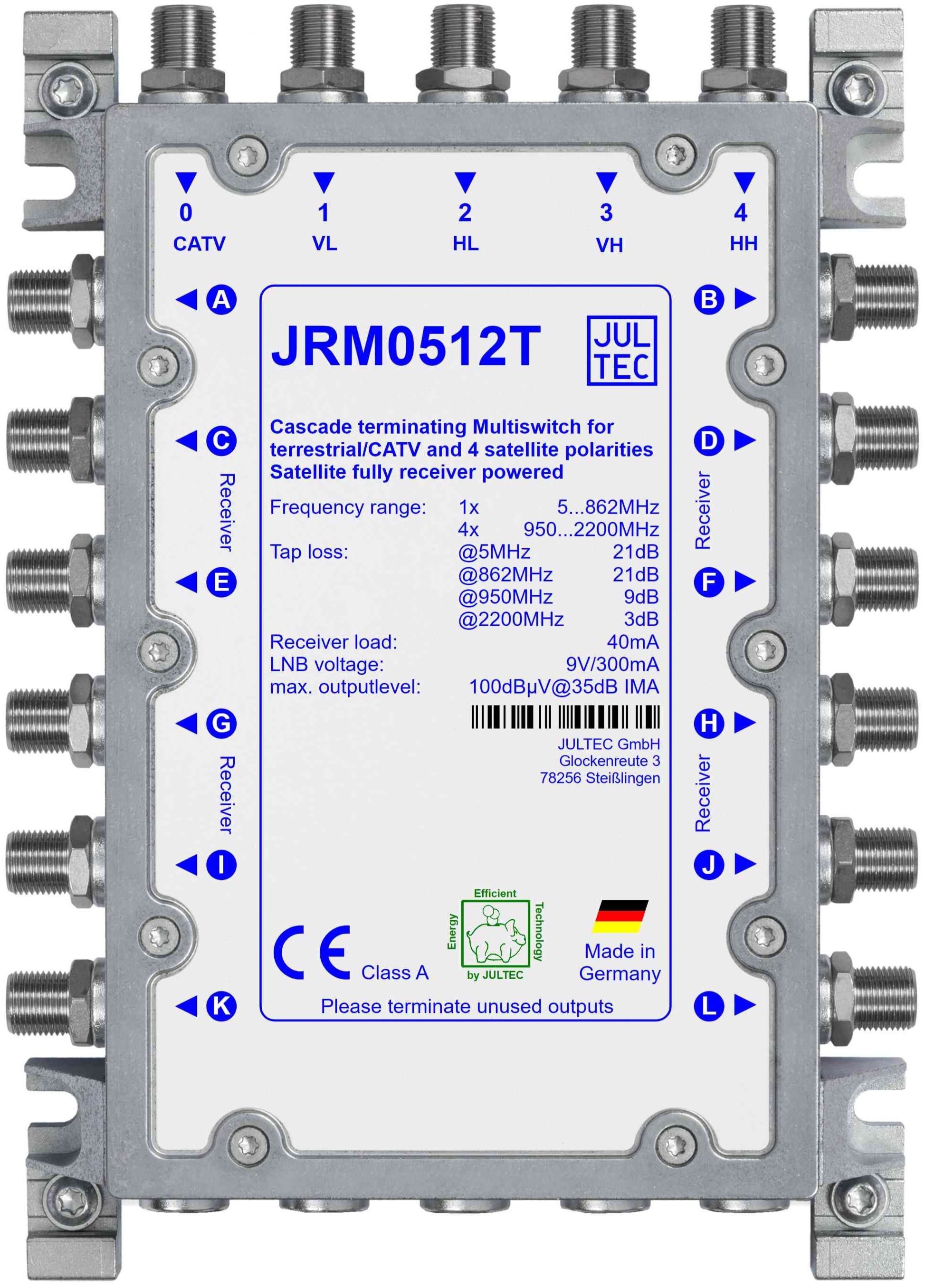 JRM0512T Multischalter 5x12, terminiert, empfängergespeist