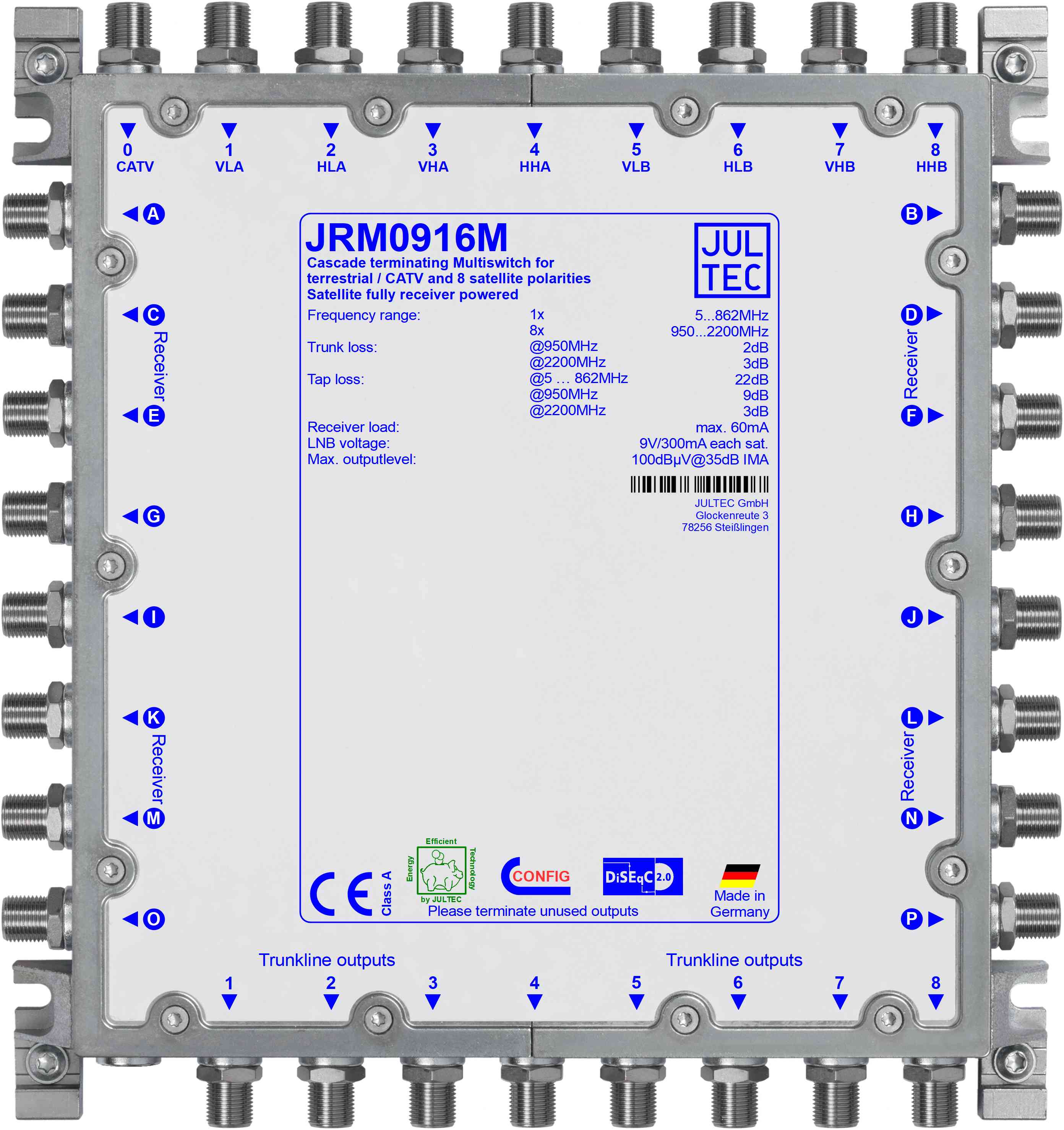 JRM0916M Multischalter 9x16, kaskadierbar, empfängergesp.