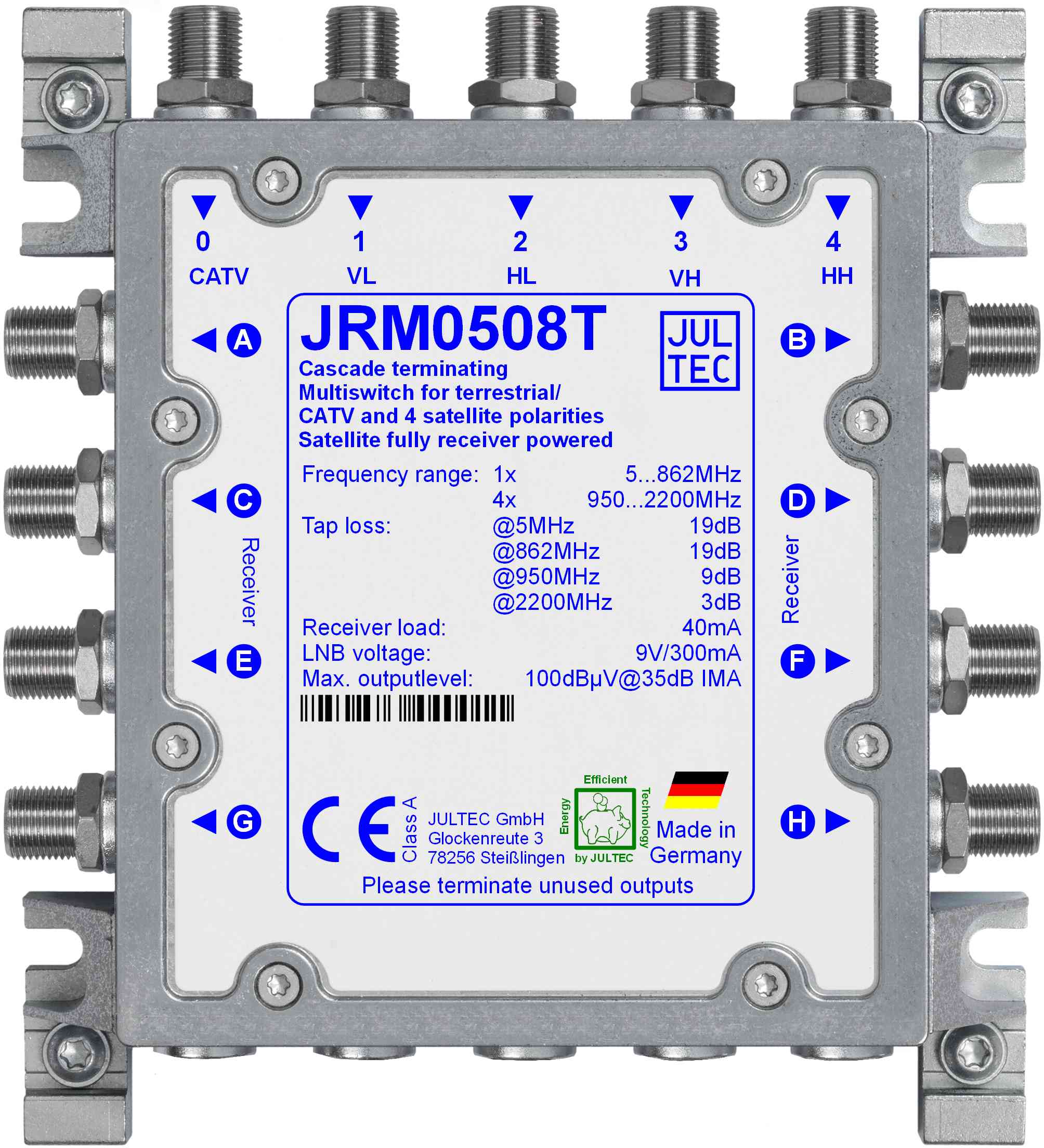 JRM0508T Multischalter 5x8, terminiert, empfängergespeist