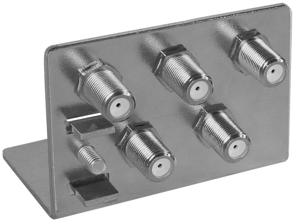 QEW 5-50 Erdungswinkelschiene 5-fach mit 5x Doppel-F-Buchse