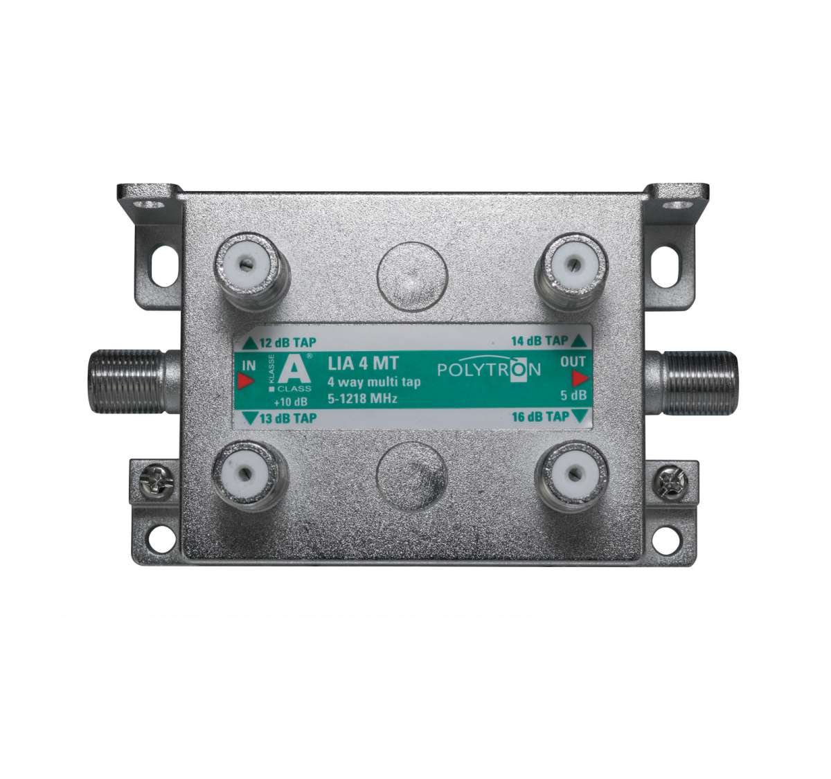 LIA 4 MT 4-fach F-Mehrfachabzweiger 5-1218 MHz 12,5 /.../ 16,5dB, Klasse A+, 5-1218MHz, brummentk
