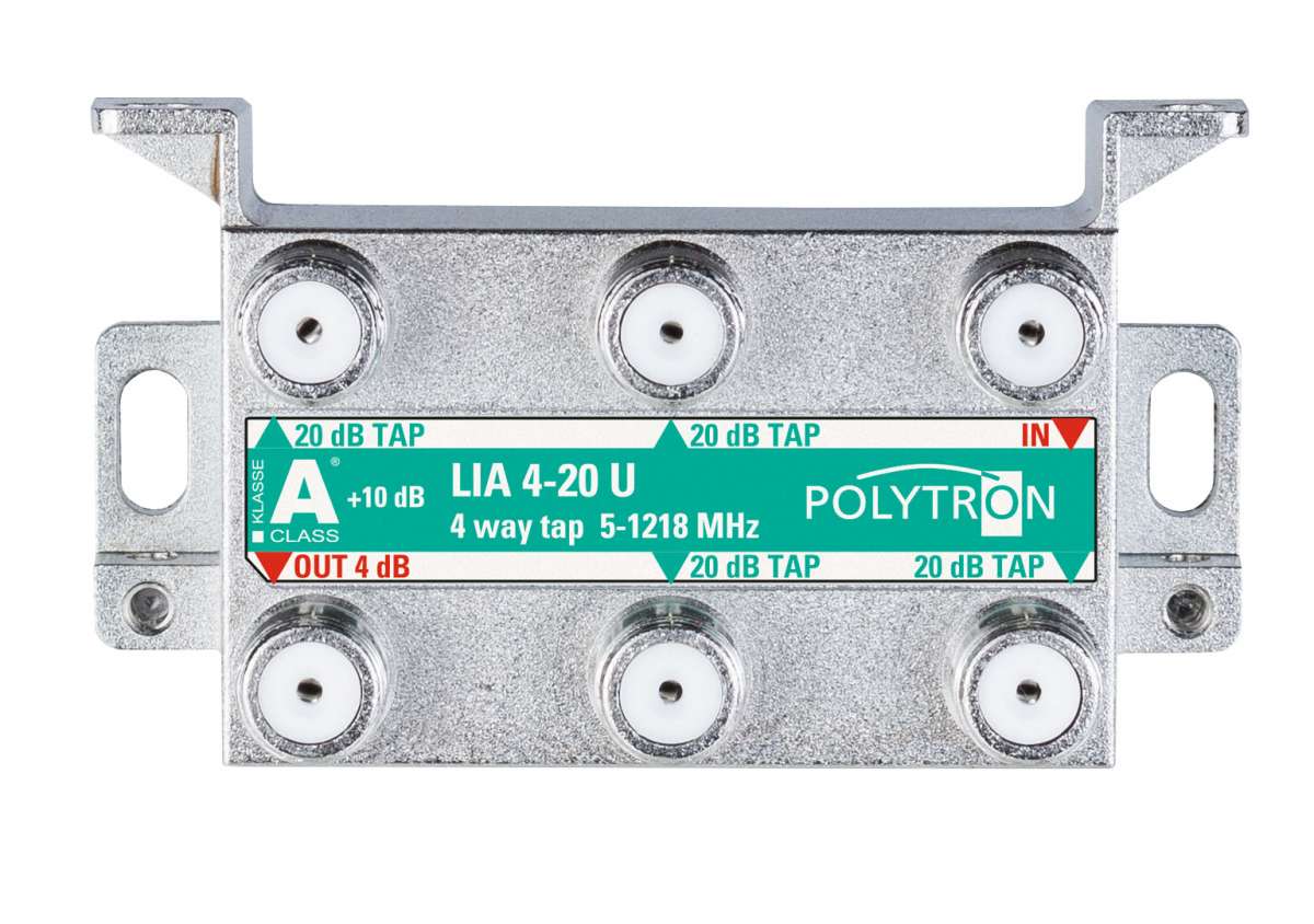 LIA 4-20 U 4-fach F-Abzweiger 5-1218 MHz, 20 dB U-Form, Klasse A (+10 dB), 5-1218 MHz, brummentk.