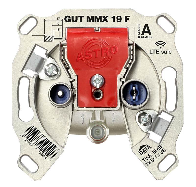 GUT MMX 19 F Modem-Durchgangsdose, 3 Port, 5-1218MHz