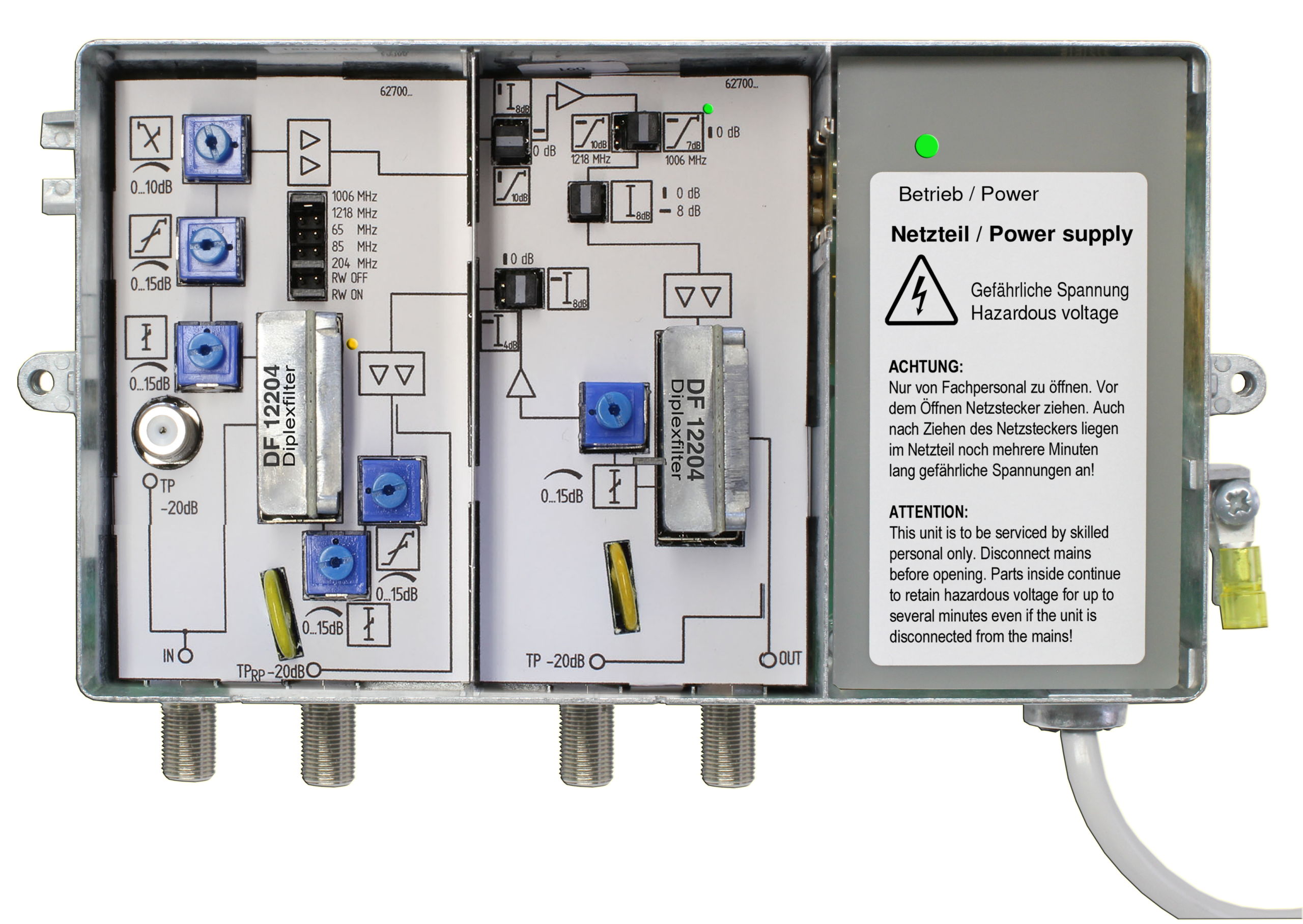 HVO 1244, 1,2GHz, (Potis) Breitbandverstärker 28/36/40dB, RW bis zu 35dB