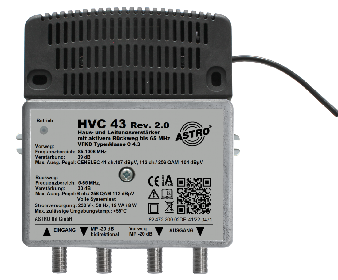 HVC 43, KDG C4.3 Verstärker 39dB, RW 30dB